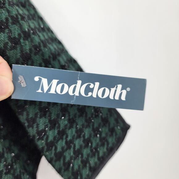 MODCLOTH Green/Black Houndstooth Lined Captivating Classic Blazer Size 2X - Picture 4 of 6